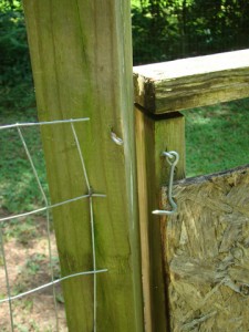 Gate with latch to Belle's dog pen